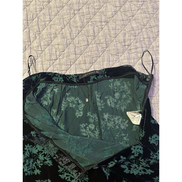 Zara Women Silk Blend Velvet Burnout Pants Green Floral Boho Y2K Whimsigoth Luxe - Picture 8 of 11